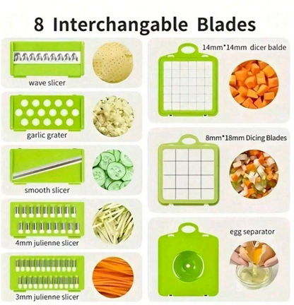 16pcs/Set, Vegetable Chopper, Multifunctional Fruit Slicer, Manual Food Grater, Vegetable Slicer, Cutter With Container, Onion Mincer Chopper, Household Potato Shredder