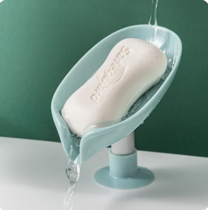 Leaf Shape Soap Tray Soap Box Non-slip Drain Soap Dish With Suction Cup Sponge Bar Soap Holder Bathroom Accessories