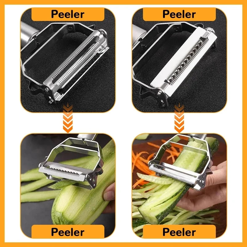 Stainless Steel Multifunctional Kitchen Peeler Vegetable Fruit Peeler Durable Potato Slicer Household Shredder Carrot Peeler