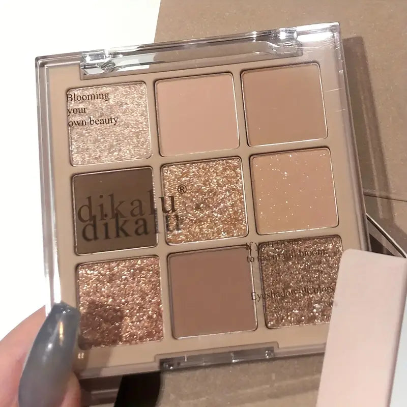 Palette de fards à paupières 9 couleurs, finition mate brillante nacrée scintillante, fard à paupières multicolore marron Nude 