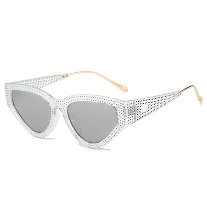 Y2K Rhinestone Cat Eye Fashion Sunglasses For Women Men Casual Candy Color Glasses For Summer Beach Party, UV400