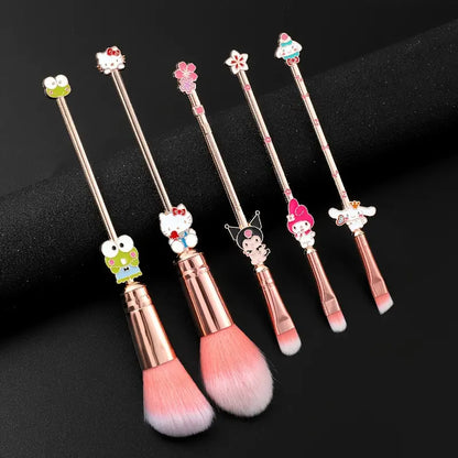 5pcs/Set Cartoon Hello Kitty Makeup Brush Kawaii Cinnamoroll Melody Kuromi Eye Shadow Highlighter Foundation Beauty Tools