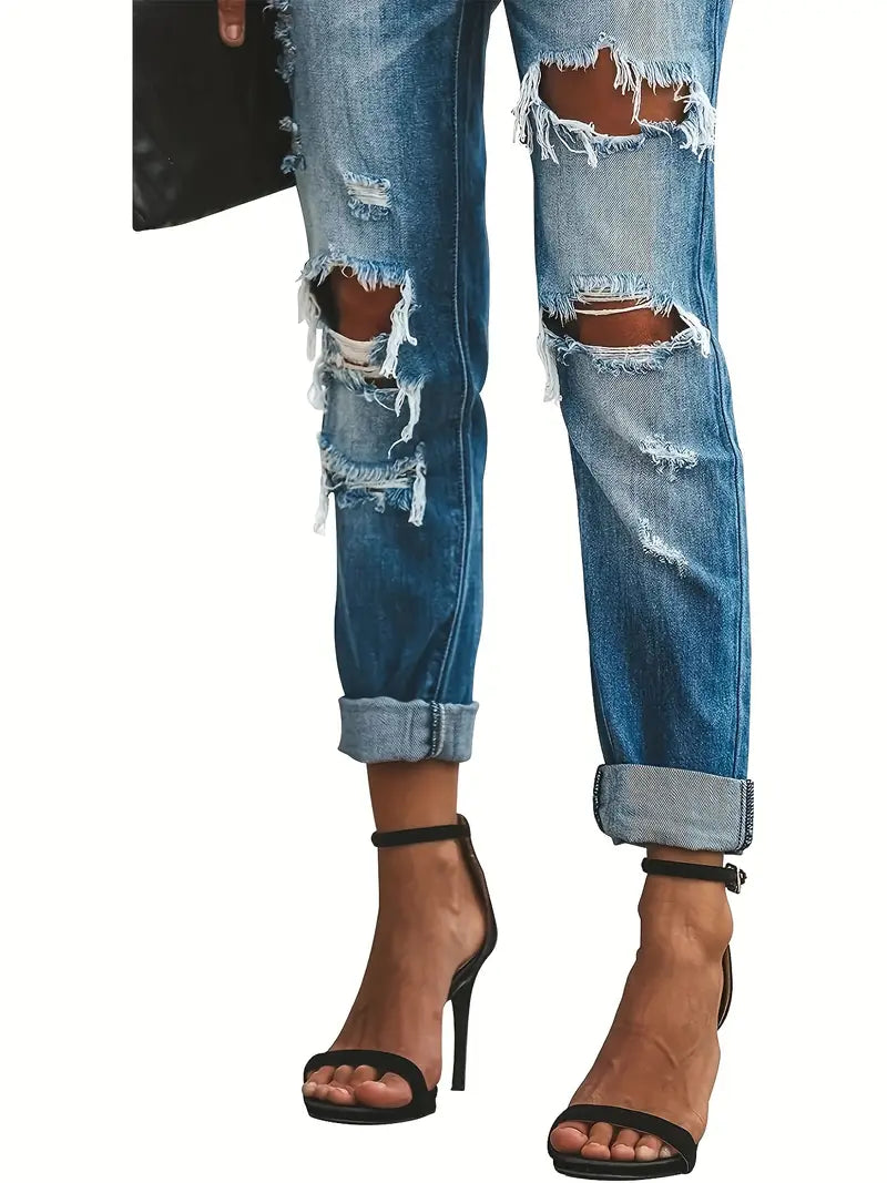 Women's Denim Jeans: Ripped, Loose, and Distressed for a Stylish Look!