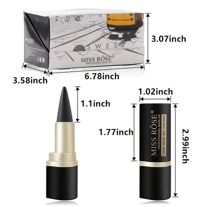 MISS ROSE Waterproof Black Gel Eyeliner: Quick-Dry, Matte Finish, Smudge-Proof, Homeopathic Formula for Daily & Stage Makeup