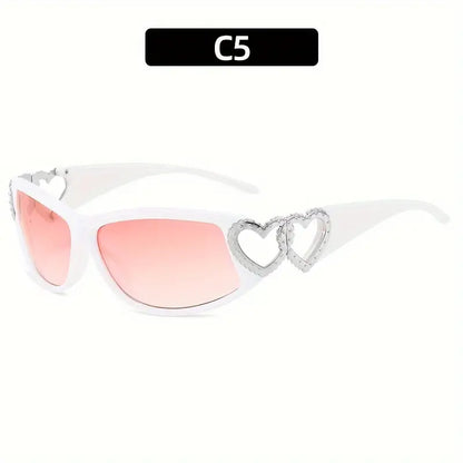 Y2K Heart Fashion Sunglasses For Women Wrap Around Gradient Fashion Sun Shades For Beach Pary Prom