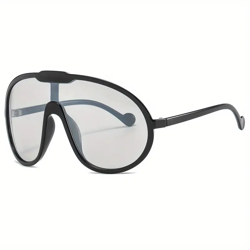 Lunettes de soleil surdimensionnées une pièce pour femmes et hommes, monture transparente Y2K, accessoires Photo décontractés en plein air, pour fête et plage 