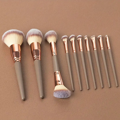 10pcs Makeup Brush Set Including Eyeshadow, Powder, Foundation And Lip Brushes - Professional Beauty Tools