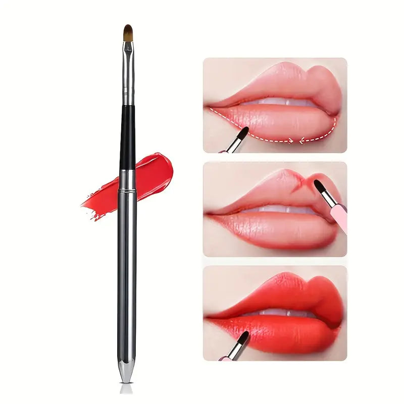 Metal Lip Makeup Brushes Pen Cosmetic Lipstick Lip Gloss Applicator Retractable Beauty Tools Ideal For Travel Gift, Silvery