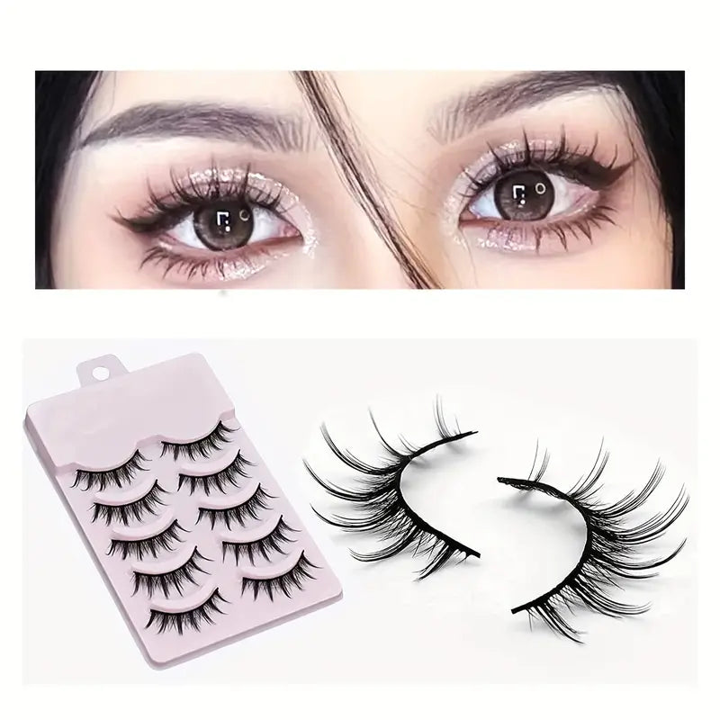 5 Pairs Manga Eyelashes, Japanese Makeup Thick And Natural Eyelash Extensions, Cosplay Anime Eyelashes Makeup Tool