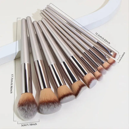 Pro Multi-Functional Expert 10pc Makeup Brush Set: All-n-One, Premium Nylon Bristles, Durable ABS Plastic Rod, Alcohol-Free, Perfect for All Skin Types