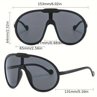 Lunettes de soleil une pièce surdimensionnées pour femmes et hommes, bouclier Anti-éblouissement décontracté, lunettes à la mode pour vacances, fête à la plage 