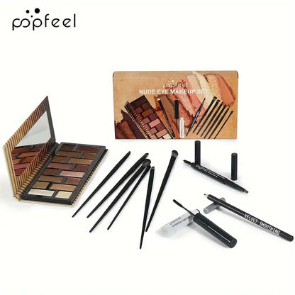 Mini Eye Makeup Set Glitter Eyeshadow Eyebrow Pencil Eyeliner Mascara With Brush Set Eye Makeup Gift Set