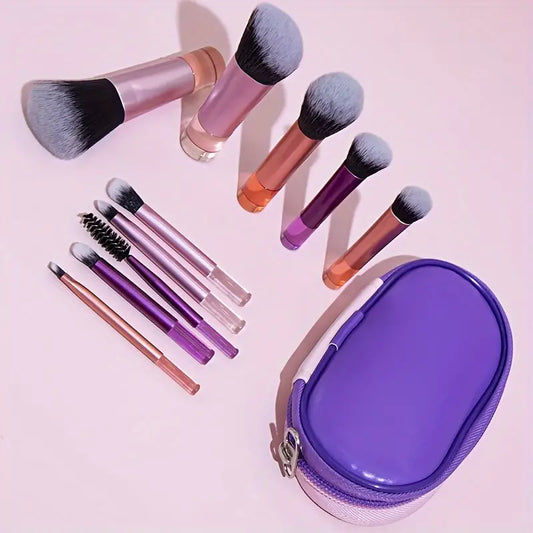 10pcs Mini Portable Fairy Crystal Transparent Handle Makeup Brushes Kit With Storage Bag Set Soft Eye Full Set Of Makeup Brush Tools For Travel Or On The Go