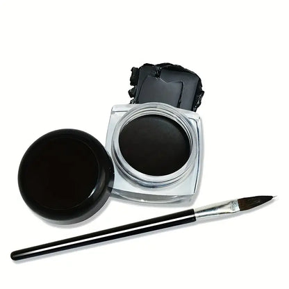 Black Eyeliner Cream With Brushes, Waterproof, Long Lasting, Matte Smooth Rich Color Eyeliner Cream