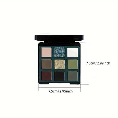 9-Color Eyeshadow Palette: Matte, Radiant & Safe. Dramatic Black, Olive Green Shades. Your Chic Route to Unleash Retro Smokey Looks