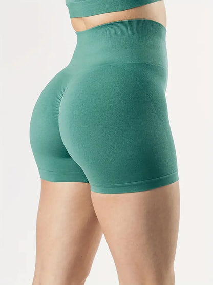 Sexy Summer Workout Shorts: Dark Cyan Seamless High Waist, Butt Lifting & Quick Drying for Women's Activewear