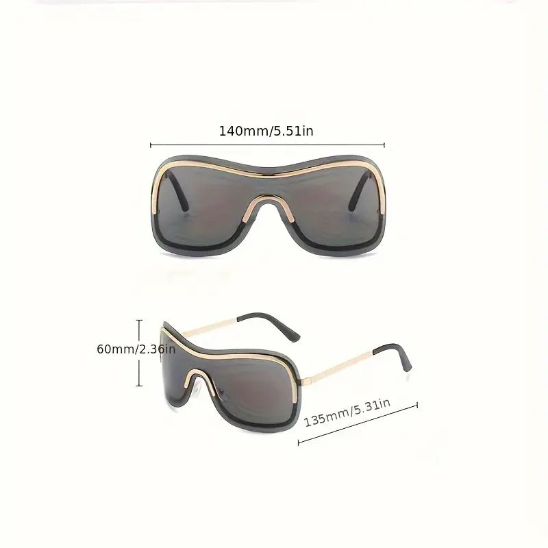 Y2K One-piece Sunglasses For Women Men Wrap Around Fashion Rimless Sun Shades For Cycling Beach Party