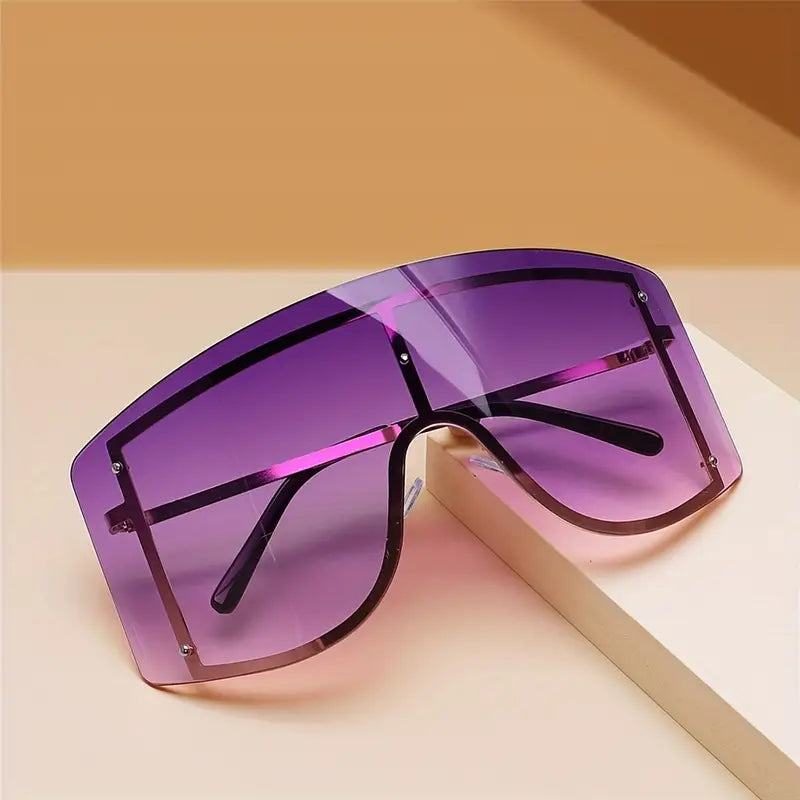 Oversized Rimless Sunglasses For Women Men Ombre Y2K Fashion One-piece Shield Sun Shades For Cycling Beach Party