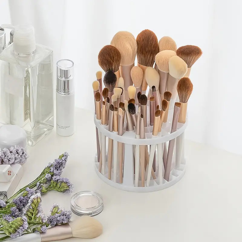 1Pc Makeup Brush Storage Holder Round Multifunctional Makeup Organizer Bathroom Countertop Storage Case Makeup Brush Air-Dry Stand Rack For Pens Pencils Eyeliner Makeup Brush