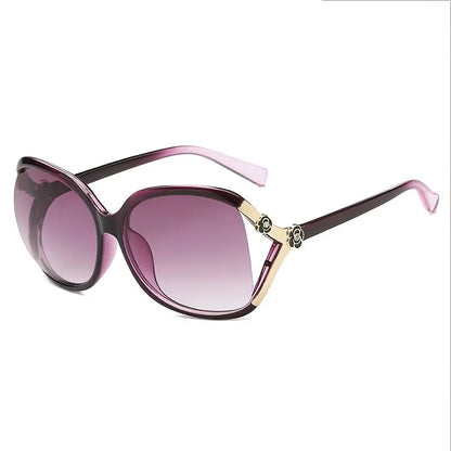 Stylish UV Protection Windproof Sunglasses: Large Frame Glasses With Camellia Detail - Perfect for Sports & Vacations!