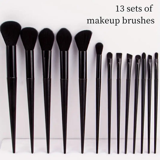 Makeup Brushes 13pcs Premium Synthetic Bristles Black Handle Set Kabuki Foundation Powder Blush Brush Face Lip Eye Makeup Brush Set Ideal For Makeup Beginner Artist