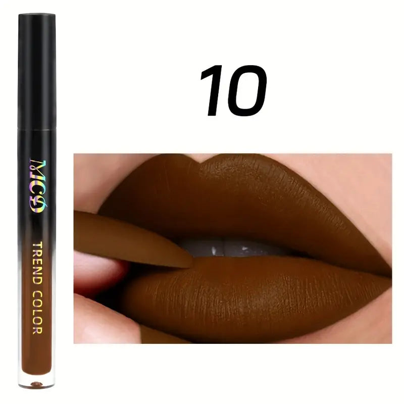 Matte Velvet Brown Highly Saturated Lip Gloss Non-Stick Long Lasting Lip Glaze Lip Mud Moisturizing Makeup Liquid Lipstick Valentine's Day Gifts