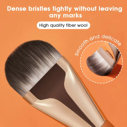 Hypoallergenic Ultra-Thin Broad Tongue Foundation Brush for All Skin Types - High-density Nylon Bristles for Seamless Coverage, Ergonomic Wooden Handle