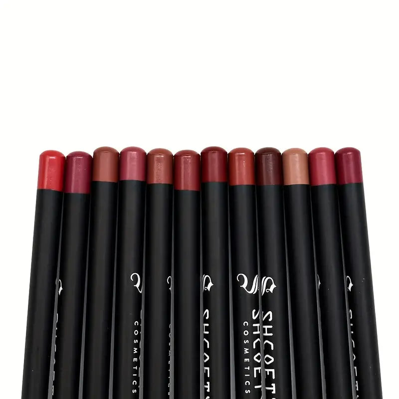 12pcs Multi-color Lip Liner Set, Waterproof, Sweat Proof, Long Lasting And Natural Look Lip Liner Crayon