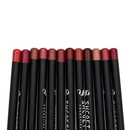 12pcs Multi-color Lip Liner Set, Waterproof, Sweat Proof, Long Lasting And Natural Look Lip Liner Crayon