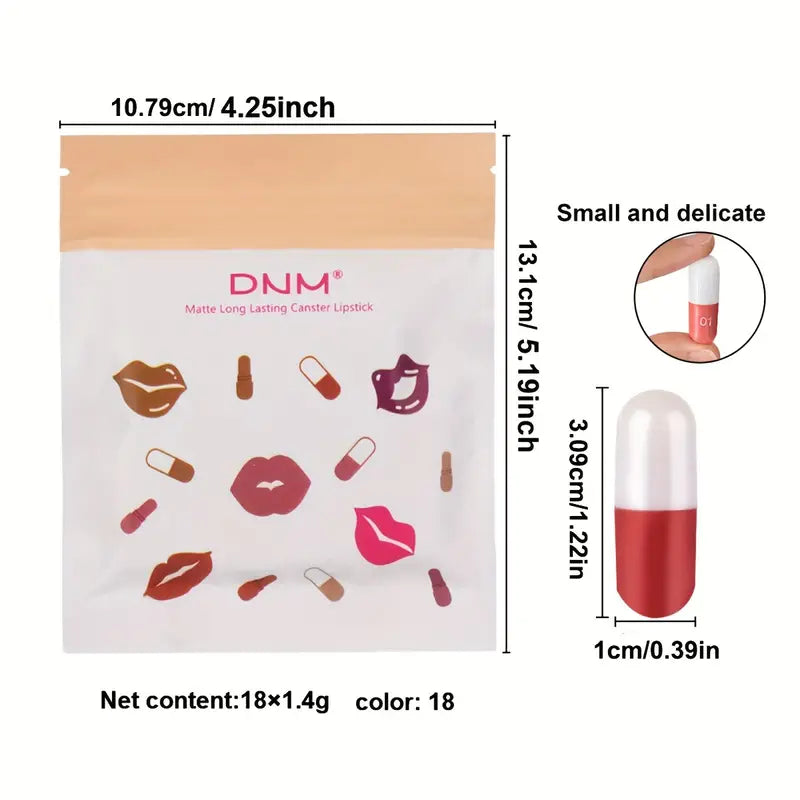 18 Pcs/set Long-Lasting Velvet Matte Capsule Lipstick Set - Portable And Waterproof Mini Lipsticks Valentine's Day Gifts