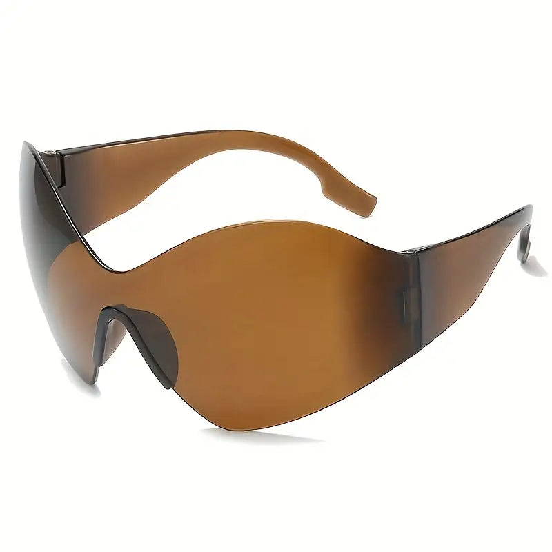 Y2K One-piece Fashion Sunglasses For Women Men Futuristic Full Wrap Around Outdoor Glasses For Cycling Beach Party Club