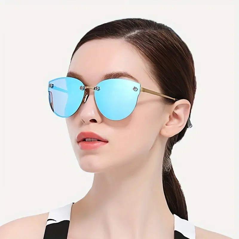 VOGGY Polarized Cat Eye Sunglasses For Women Men Mirrored Fashion Metal Sun Shades For Driving Beach Party