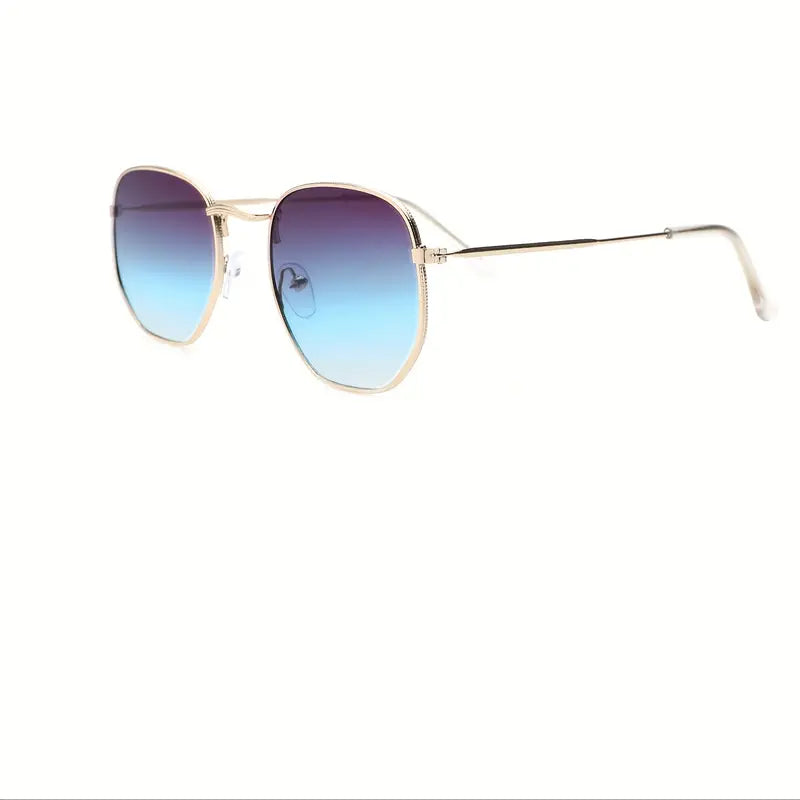 Geometric Frame Fashion Sunglasses For Women Men Vintage Thine Metal Temple Glasses Casual Style Photo Prop Eyewear