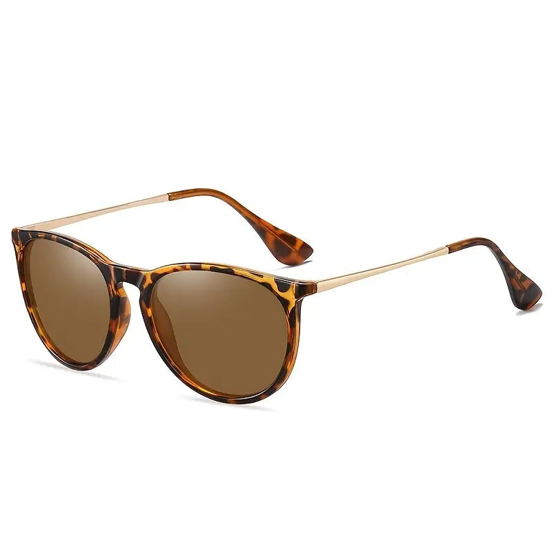 Polarized Round Fashion Sunglasses For Women Men Retro Tortoiseshell Vintage Sun Shades