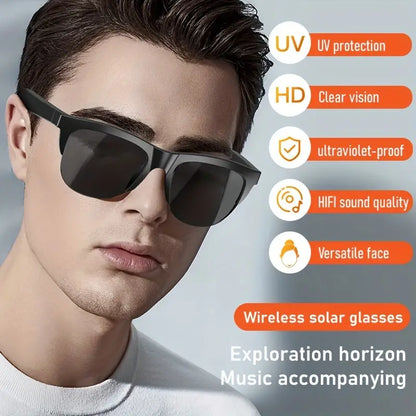 Smart Wireless 5.0 Sunglasses Multifunctional Glasses Wireless Call Play Music Outdoor Sports Headphones Rechargeable HIFI Sound Quality HD Lens Headphones Black Technology Unisex Touch Long Battery Life Anti-UV Lens