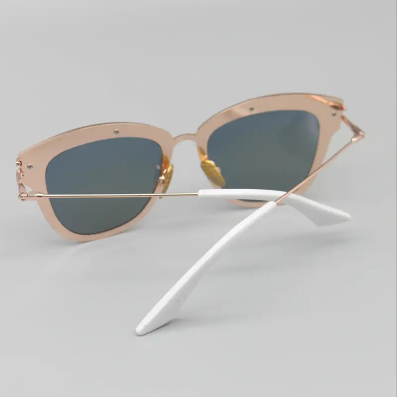 Vintage Cat Eye Metal Frame Sunglasses Polarized Mirrored Sun Glasses Rose Gold Eyewear For Women Trendy Shades