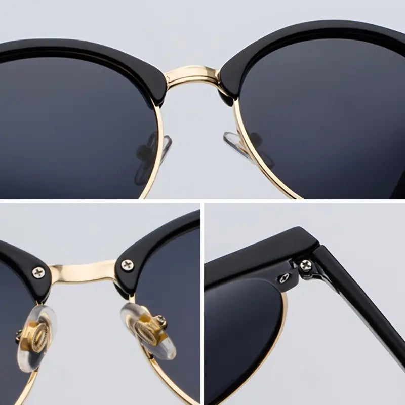 Half Rimless Metal Frame Sunglasses Classic Punk Round Shades Eyeglasses Vintage Women's Outdoor Hiking Driving Eyewear