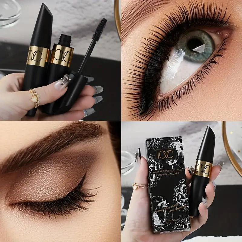 Mascara volume ultra noir avec cils en fibres, maquillage de cils imperméable, longue durée et anti-taches 