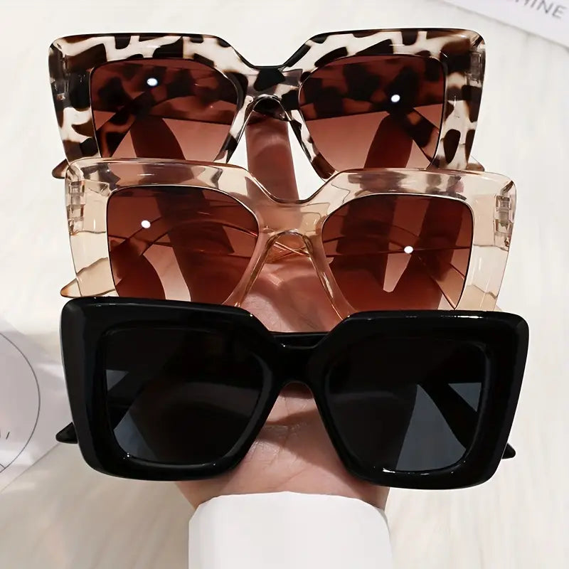 3pcs Large Butterfly Sunglasses For Women Casual Gradient Anti Glare Sun Shades For Vacation Beach Party