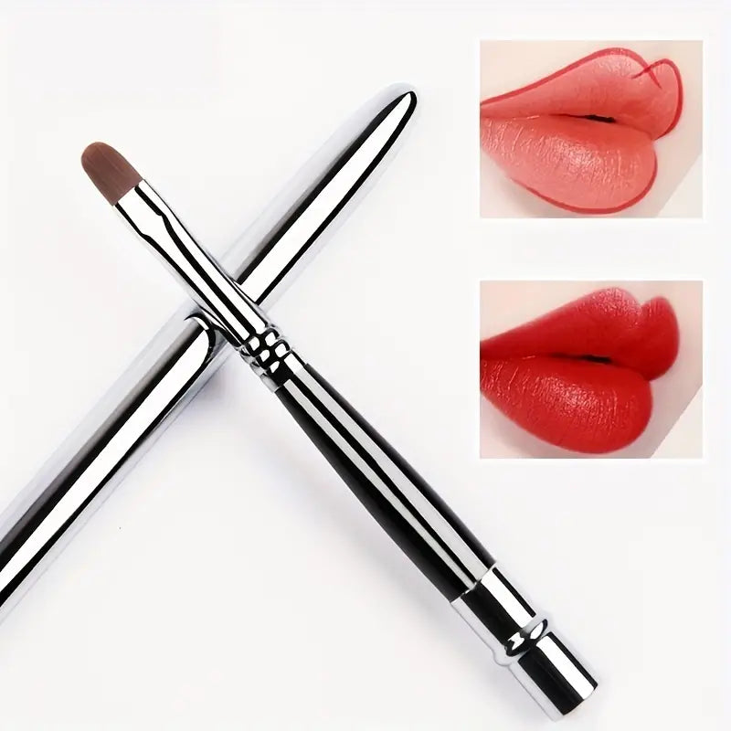 Metal Lip Makeup Brushes Pen Cosmetic Lipstick Lip Gloss Applicator Retractable Beauty Tools Ideal For Travel Gift, Silvery