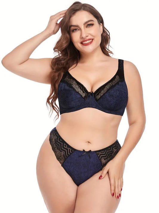 Flaunt Your Curves in This Sexy Plus Size Lingerie Set - Bra & Thong Included!