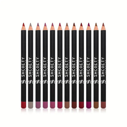 12 Color Matte Lipstick Pen Lip Liner Set , Nude Matte Plumping Lip Liner Pen, Long Lasting Makeup Holding Lipstick Pen