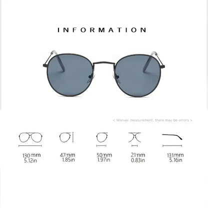 Round Metal Fashion Sunglasses For Women Men Brand Designer Mirror Lens Glasses For Driving Travel