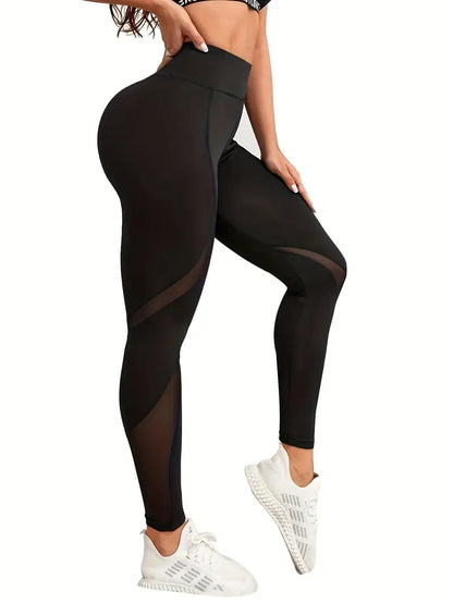 Women's High-Waisted Sporty Leggings with Contrast Mesh: Upgrade Your Casual Look!