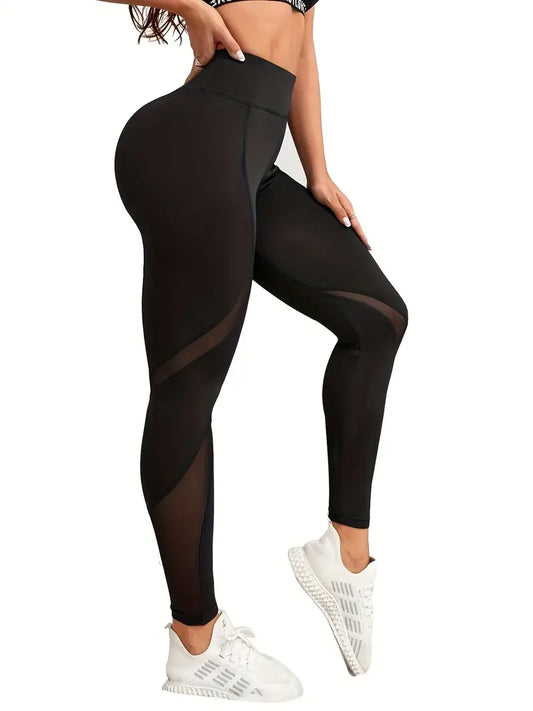 Legging sportif taille haute pour femme avec maille contrastée : améliorez votre look décontracté !