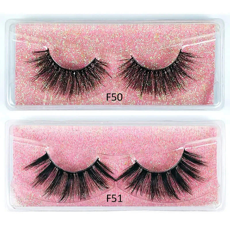 50 pairs Fluffy 3D Mink Lashes - Natural Look False Eyelashes for a Thick and Voluminous Look - Perfect Valentine's Day or Birthday Gift for Her