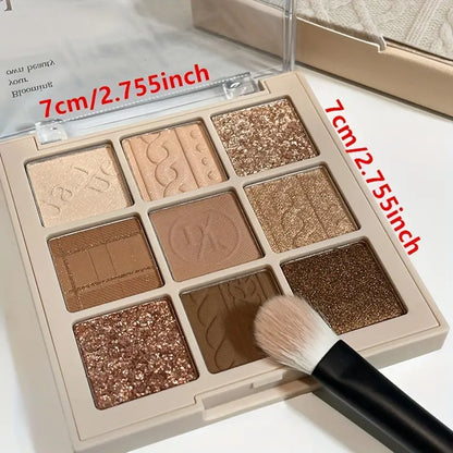 9-Color Hypoallergenic Brown Eyeshadow Palette - Blendable Matte & Shimmer Shades for Stunning, Long-Lasting Makeup Looks