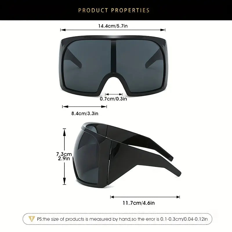 Lunettes de soleil surdimensionnées enveloppantes pour femmes et hommes, lunettes de sport une pièce Y2K pour cyclisme, pêche, fête Rave 