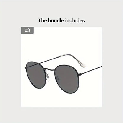 Round Metal Fashion Sunglasses For Women Men Brand Designer Mirror Lens Glasses For Driving Travel