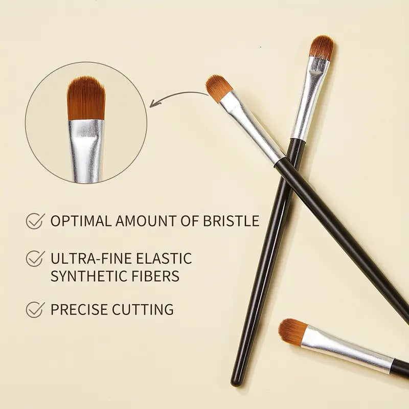 3Pcs Eye Makeup Brush Kit Professional Blending Eyeshadow Makeup Brushes Soft Fine For Concealer Eyebrows Eyeliner, Ideal For Makeup Beginner And Artist Premium Synthetic Dense Bristle